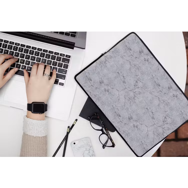 Marmerplaat - Patroon - Grijs laptophoes neopreen klein 279 -bureau
