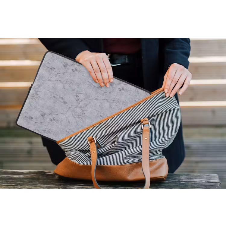 Marmerplaat - Patroon - Grijs laptophoes neopreen klein 279 -tas
