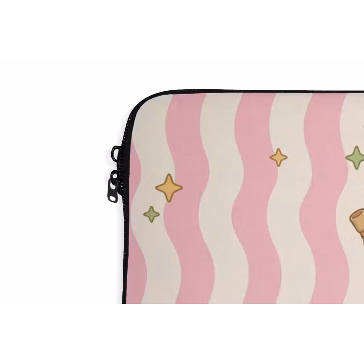 Matcha - Hond - Roze - Groen laptophoes neopreen klein -detail