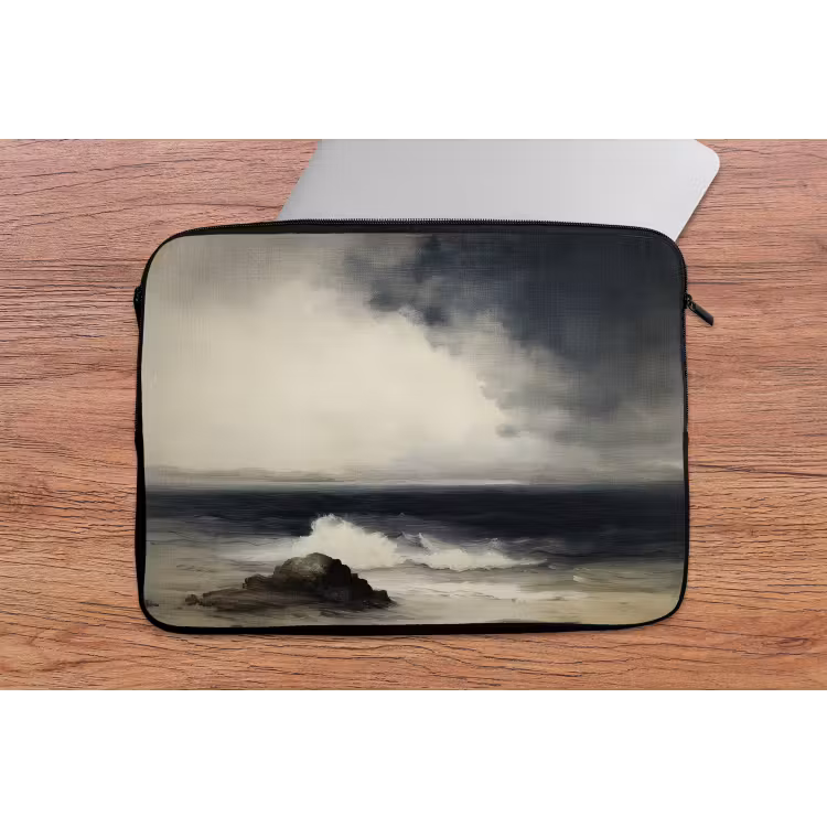 Zee - Rotsen - Storm laptophoes neopreen klein -tafel