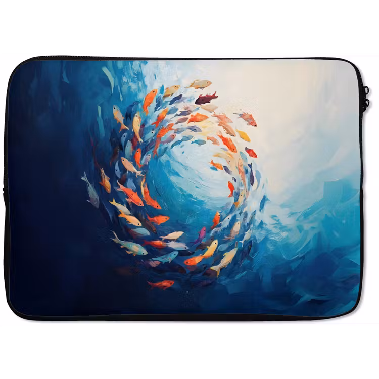 Zee - Vissen - Kleurrijk - Dynamisch laptophoes neopreen klein -zkaufland3dotto