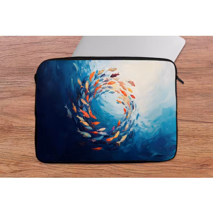Zee - Vissen - Kleurrijk - Dynamisch laptophoes neopreen klein -tafel