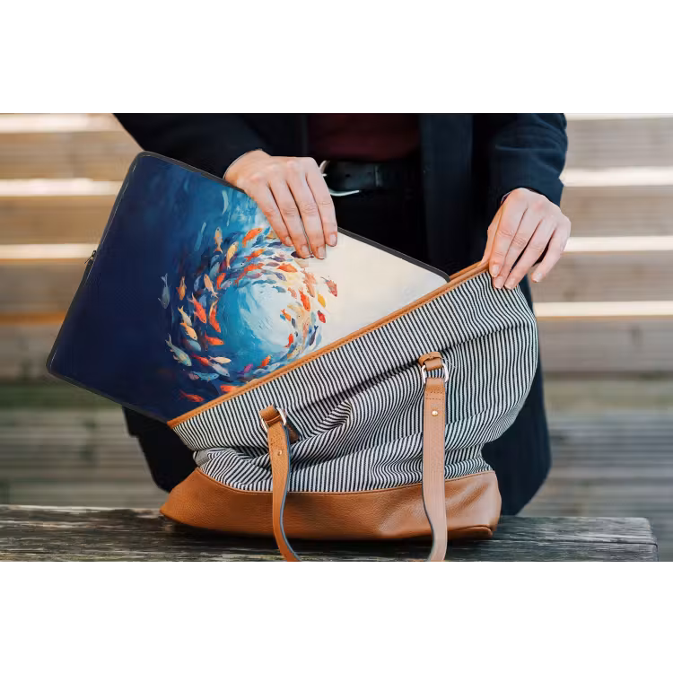 Zee - Vissen - Kleurrijk - Dynamisch laptophoes neopreen klein -tas
