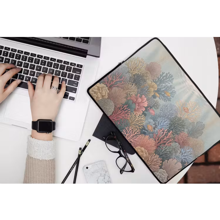Zee - Koraal - Vis - Natuur - Kleurrijk laptophoes neopreen klein -bureau