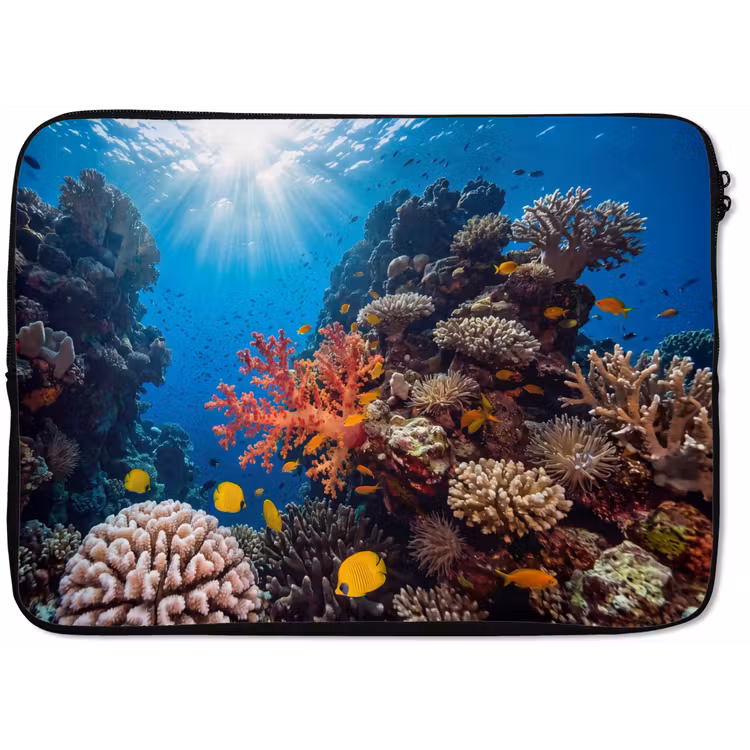 Zee - Koraalrif - Natuur - Levendig - Blauw laptophoes neopreen klein -zkaufland3dotto
