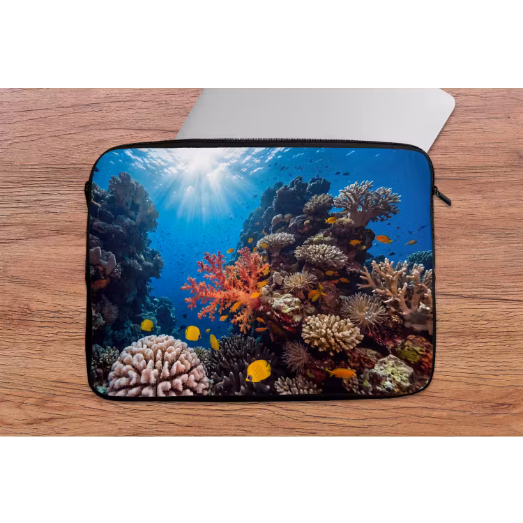 Zee - Koraalrif - Natuur - Levendig - Blauw laptophoes neopreen klein -tafel