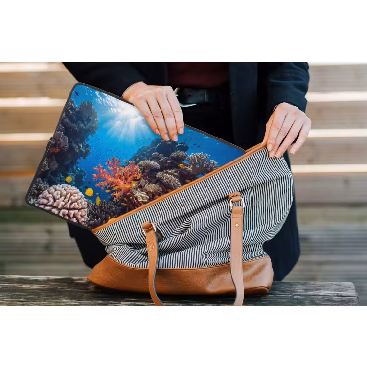 Zee - Koraalrif - Natuur - Levendig - Blauw laptophoes neopreen klein -tas