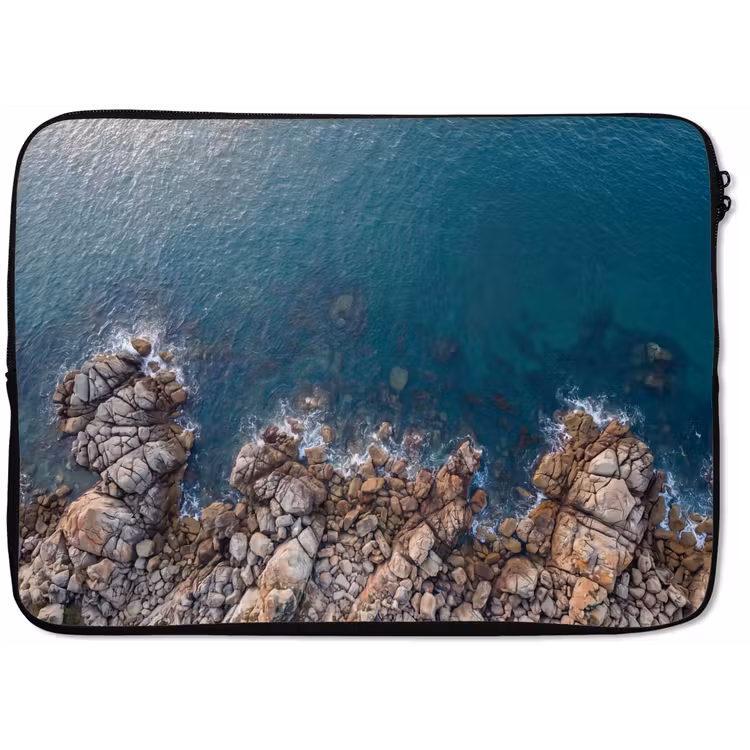 Zee - Kustlijn - Natuur - Abstract - Blauw laptophoes neopreen klein -zkaufland3dotto