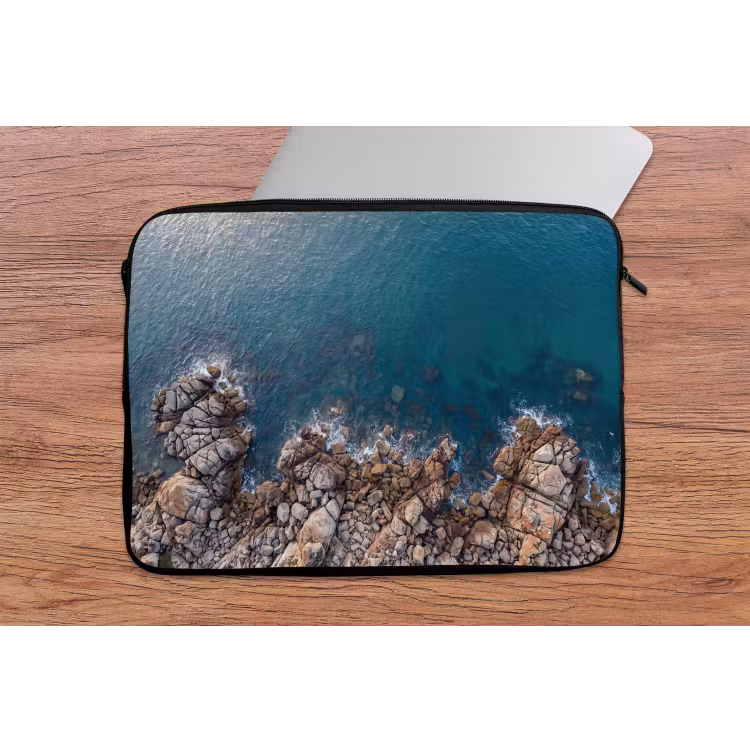 Zee - Kustlijn - Natuur - Abstract - Blauw laptophoes neopreen klein -tafel