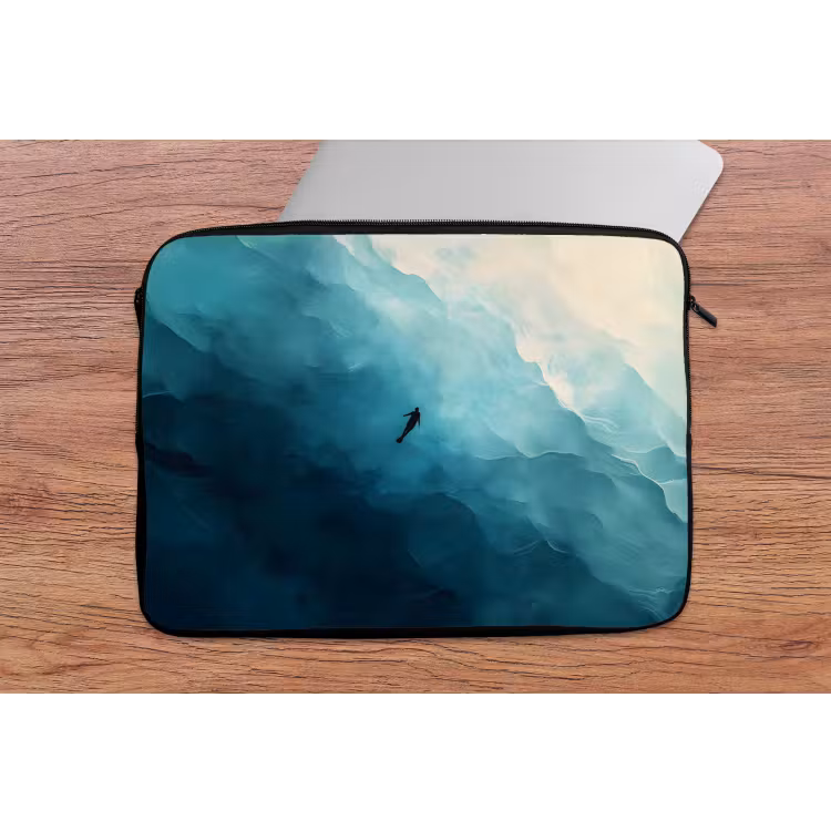 Zee - Silhouet - Abstract - Blauw laptophoes neopreen klein -tafel