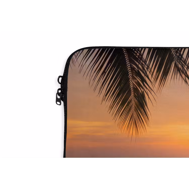 Zee - Zonsondergang - Boot - Natuur - Oranje laptophoes neopreen klein -detail