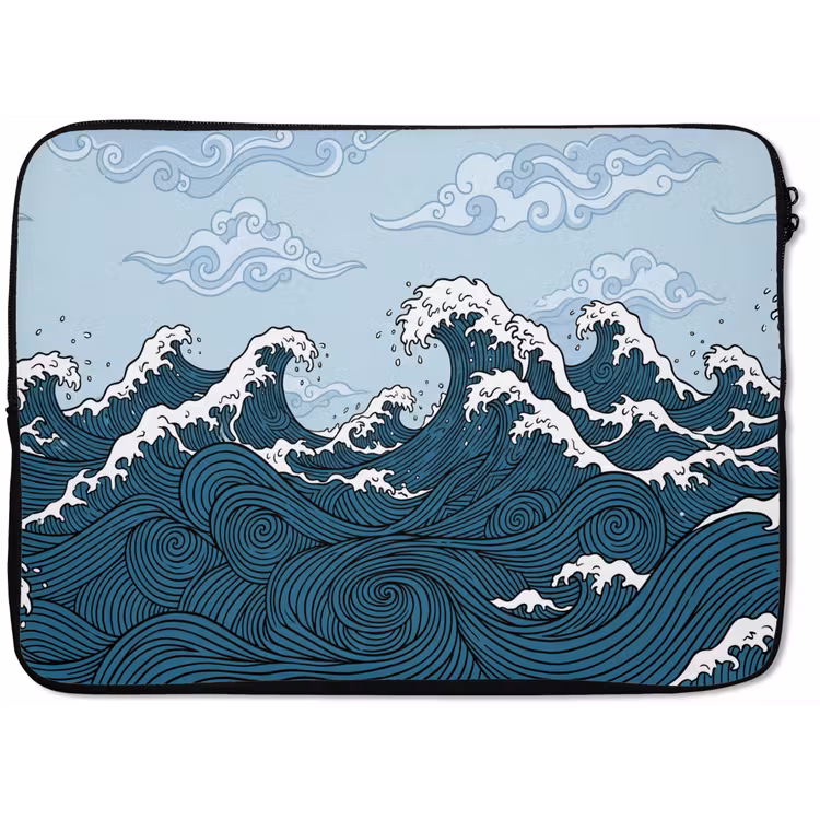 Zee - Golven - Japans - Natuur - Blauw laptophoes neopreen klein -zkaufland3dotto