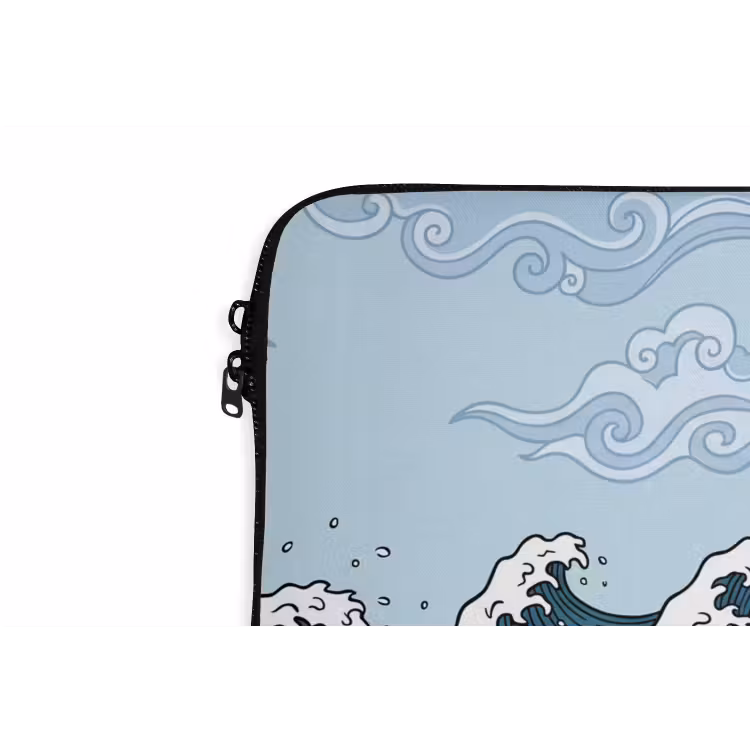 Zee - Golven - Japans - Natuur - Blauw laptophoes neopreen klein -detail