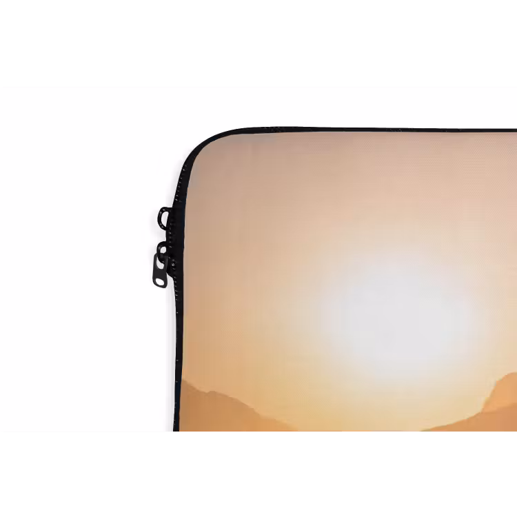 Zee - Golven - Zonsondergang - Kust - Goud laptophoes neopreen klein -detail