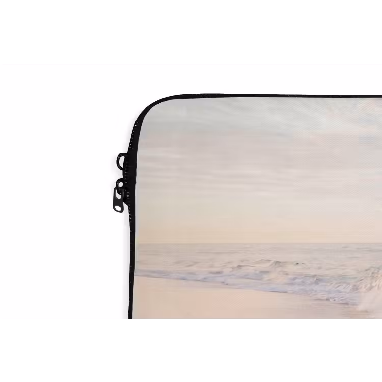 Zee - Golven - Strand - Natuur - Wit laptophoes neopreen klein -detail