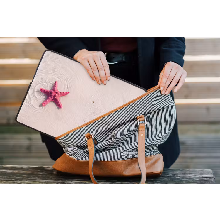 Zeeleven - Zeester - Strand - Roze - Water laptophoes neopreen klein -tas