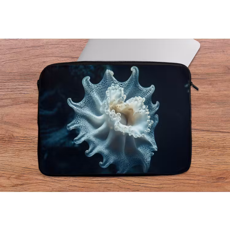 Zeewezen - Wit - Golven - Water laptophoes neopreen klein -tafel