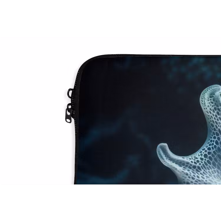 Zeewezen - Wit - Golven - Water laptophoes neopreen klein -detail