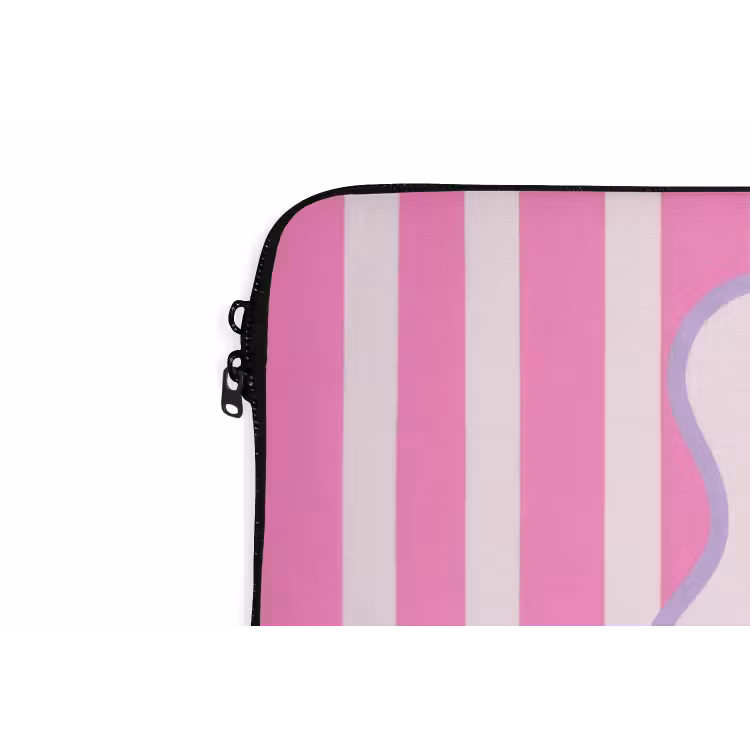 More coffee - Roze - Paars - Strepen - Mok laptophoes neopreen klein -detail
