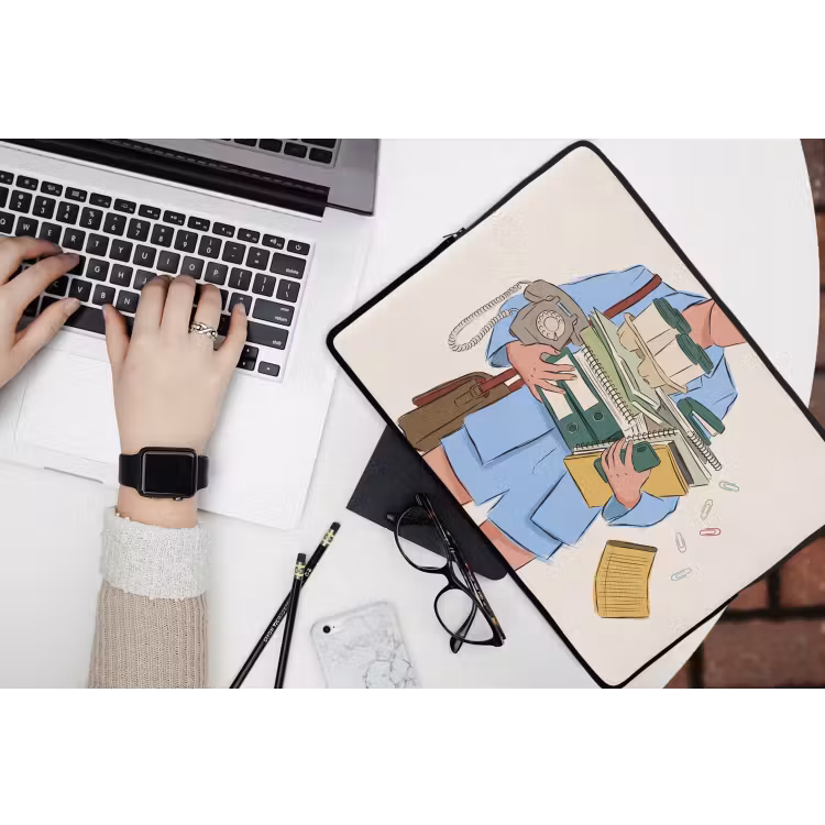 Mens - Kantoorartikelen - Werk - Modern laptophoes neopreen klein -bureau