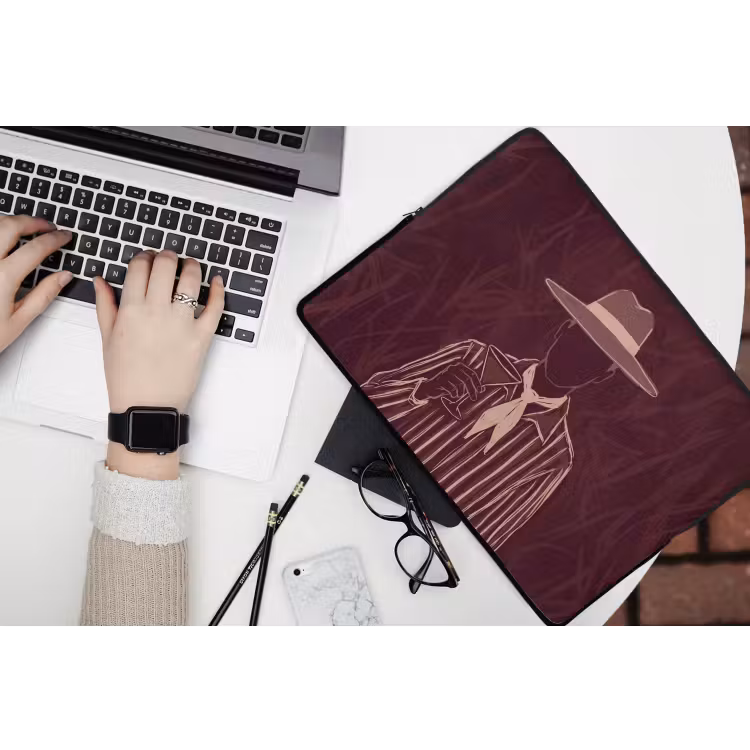 Mens - Hoed - Cocktail - Abstract - Bruin laptophoes neopreen klein -bureau