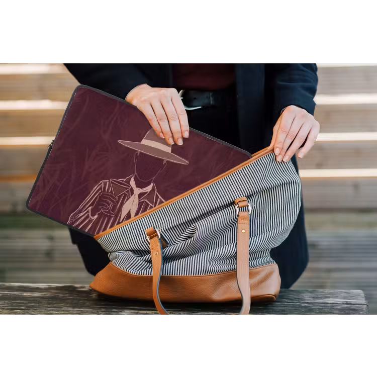 Mens - Hoed - Cocktail - Abstract - Bruin laptophoes neopreen klein -tas