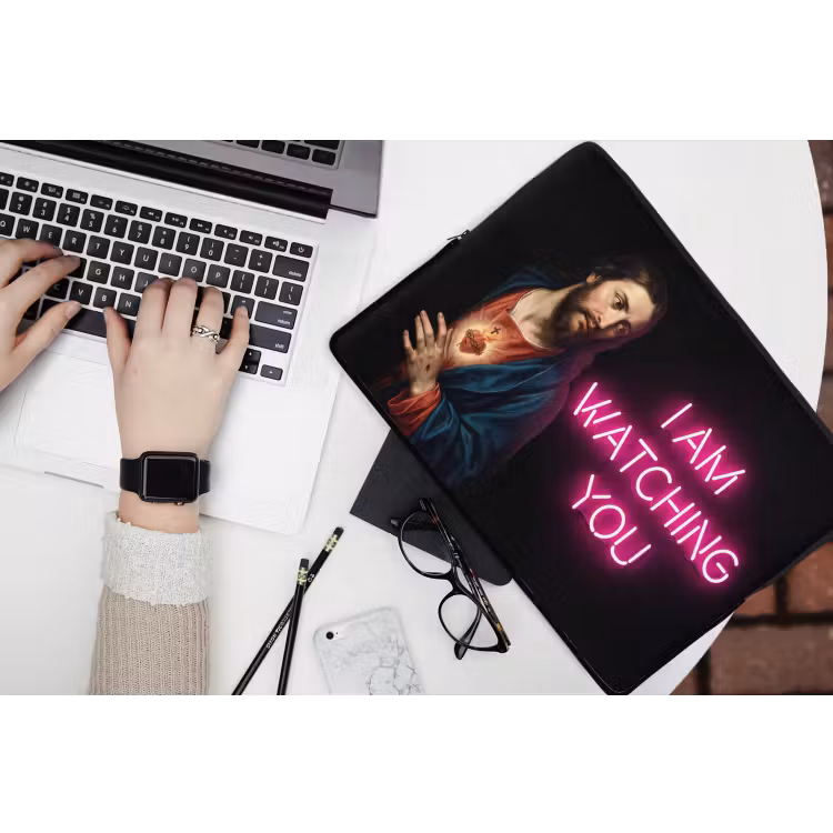 Man - Tekst - Neon laptophoes neopreen klein -bureau