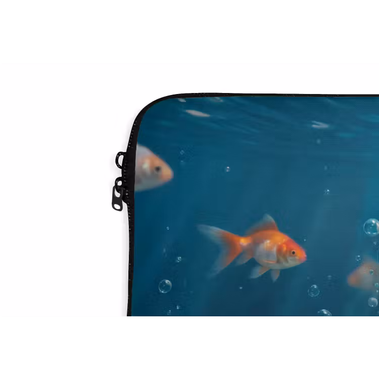 Mens - Onderwater - Vis - Modern - Blauw laptophoes neopreen klein -detail