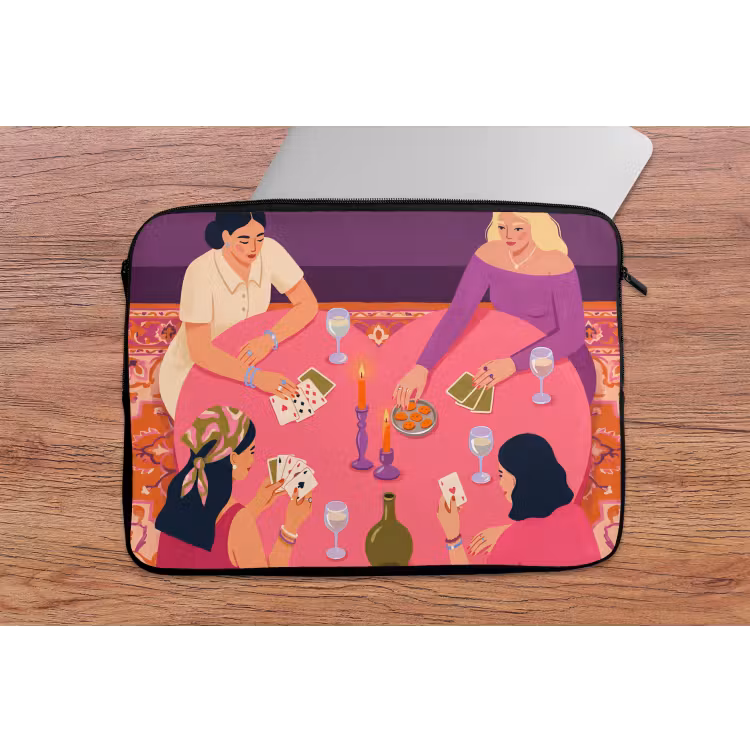 Mensen - Kaartspel - Interieur - Modern - Kleurrijk laptophoes neopreen klein -tafel
