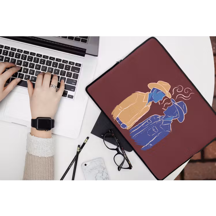 Mensen - Profiel - Sigaret - Abstract - Kunst laptophoes neopreen klein -bureau