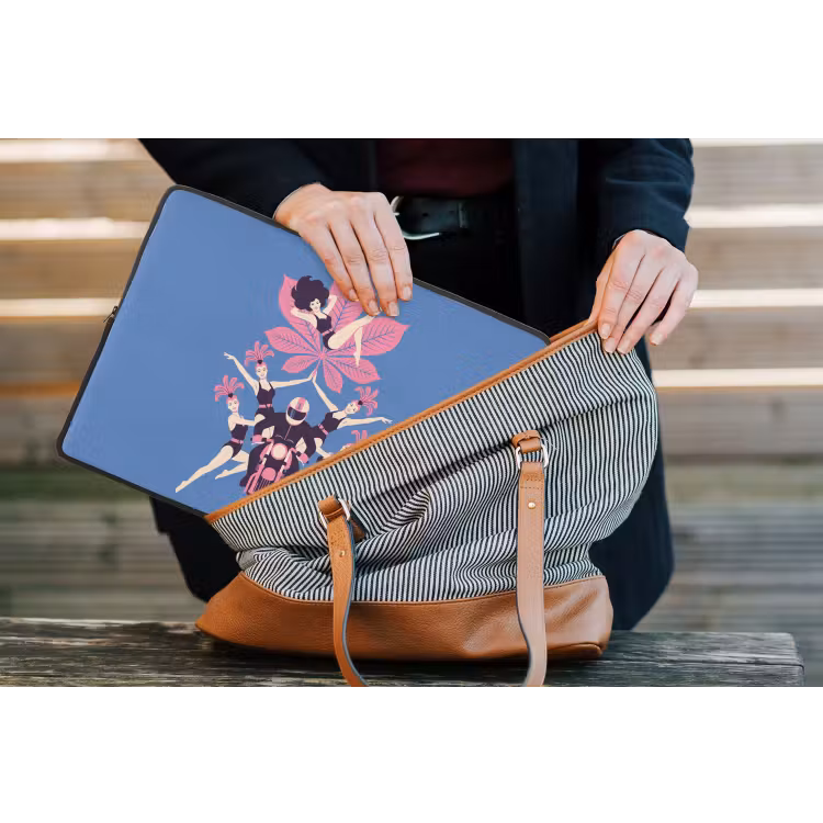 Mensen - Dans - Motor - Retro - Roze laptophoes neopreen klein -tas