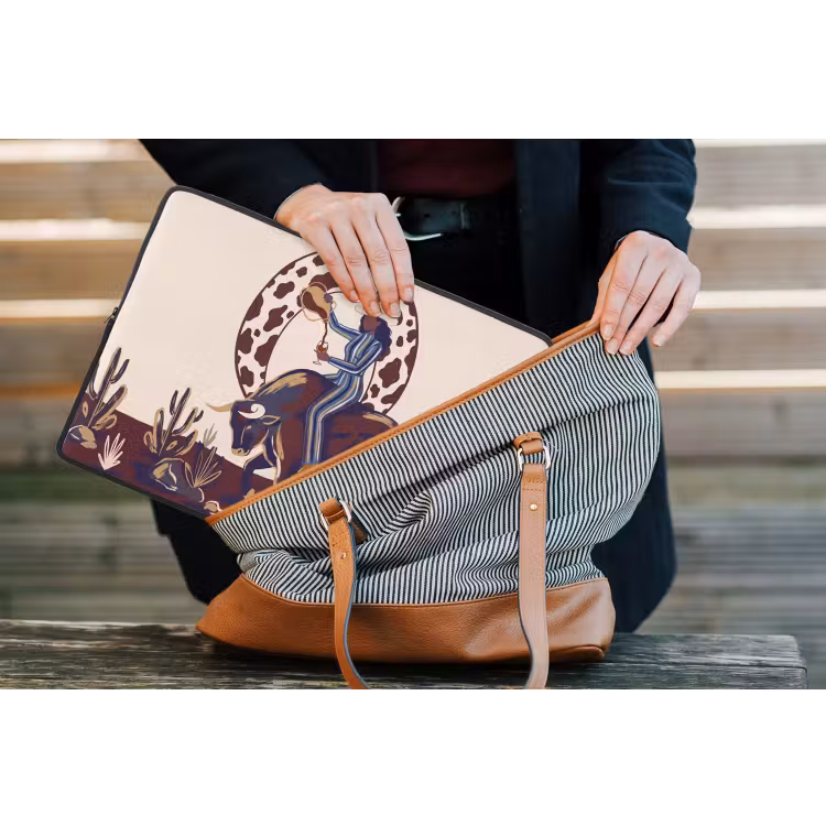 Mensen - Dieren - Cowboy - Abstract - Kleurrijk laptophoes neopreen klein -tas