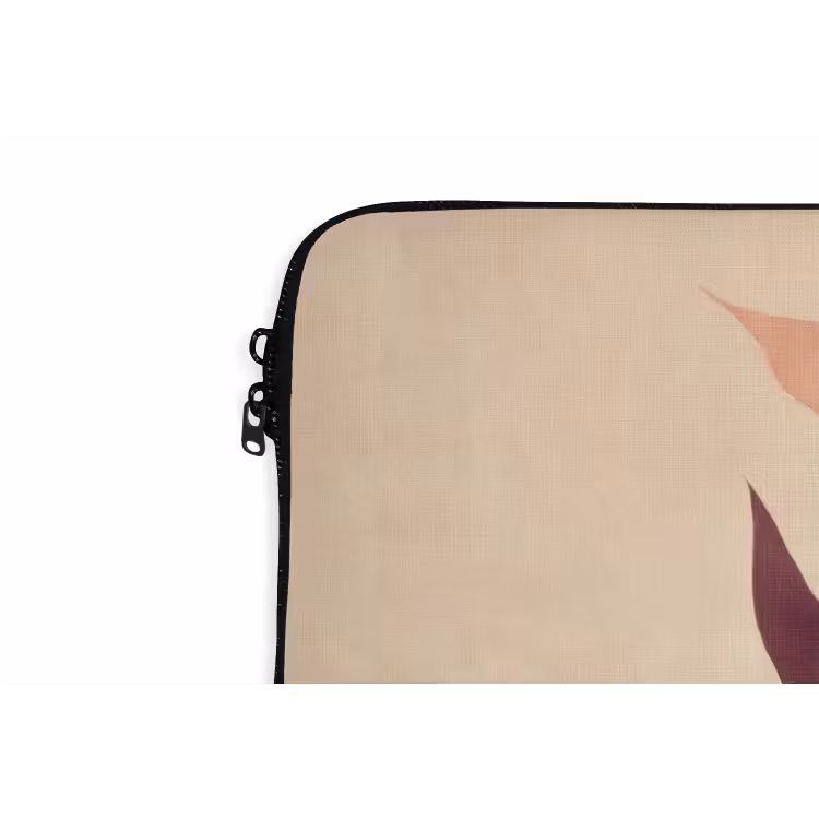 Minimalistisch - Bloem - Bladeren - Beige laptophoes neopreen klein -detail