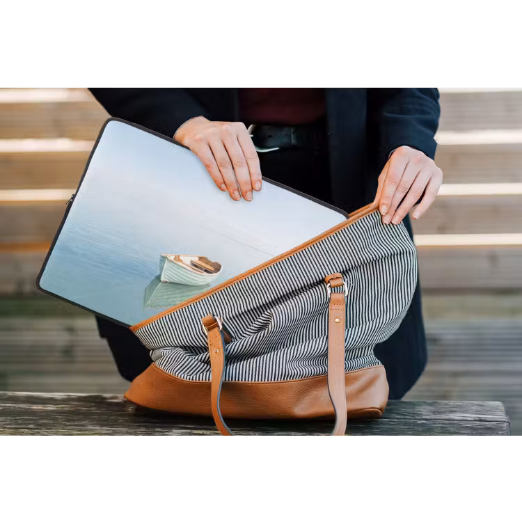 Minimalistisch - Boot - Zee laptophoes neopreen klein -tas
