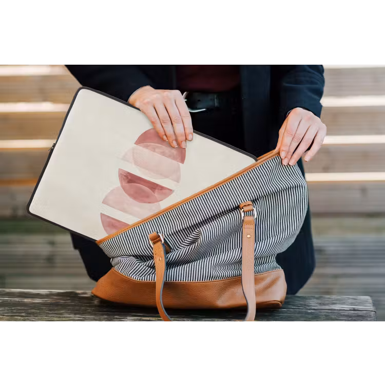 Minimalistisch - Cirkels - Roze laptophoes neopreen klein -tas