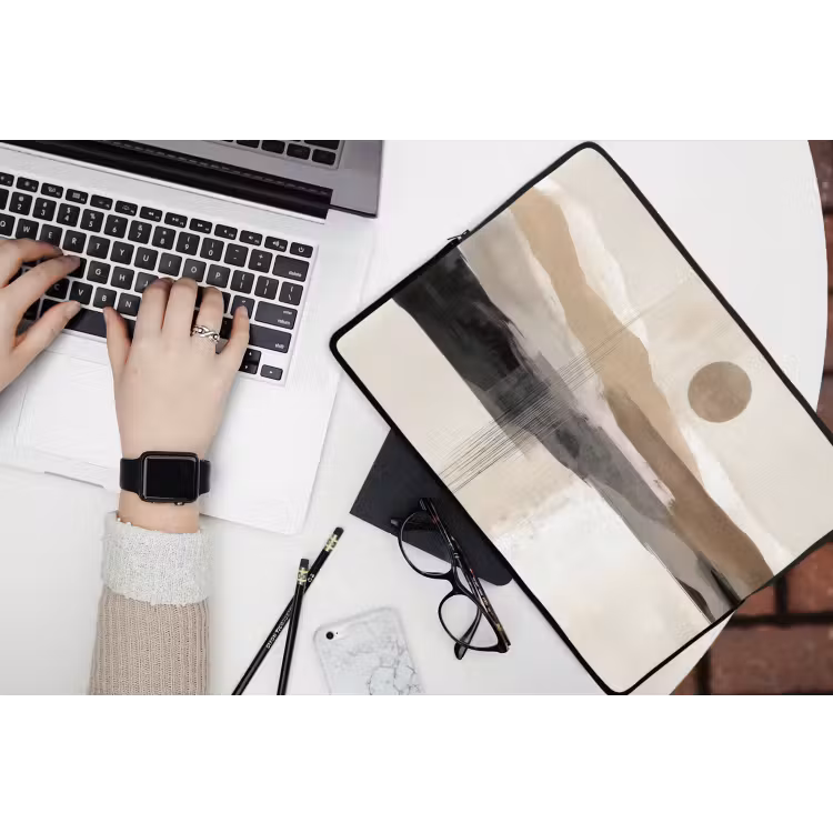 Minimalistisch - Landschap - Dimensie laptophoes neopreen klein -bureau