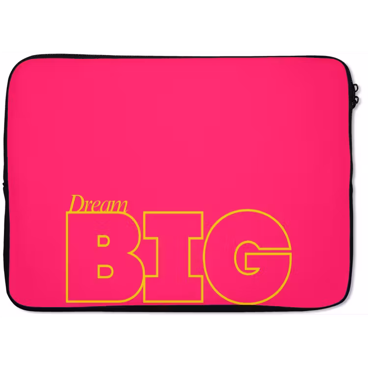 Minimalistisch - Roze - Dream big - Grafisch laptophoes neopreen klein -zkaufland3dotto