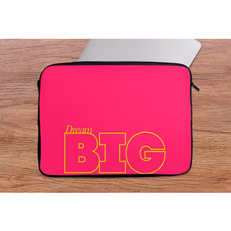 Minimalistisch - Roze - Dream big - Grafisch laptophoes neopreen klein -tafel