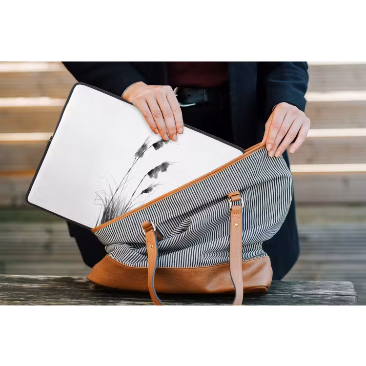 Minimalistisch - Stelen - Wit laptophoes neopreen klein -tas
