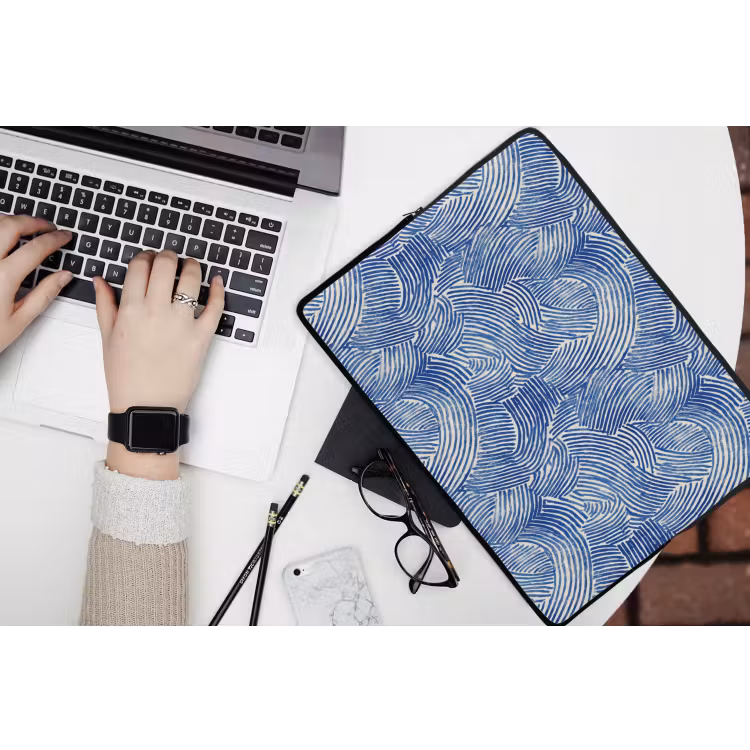 Modern - Abstract - Blauw laptophoes neopreen klein 279 -bureau