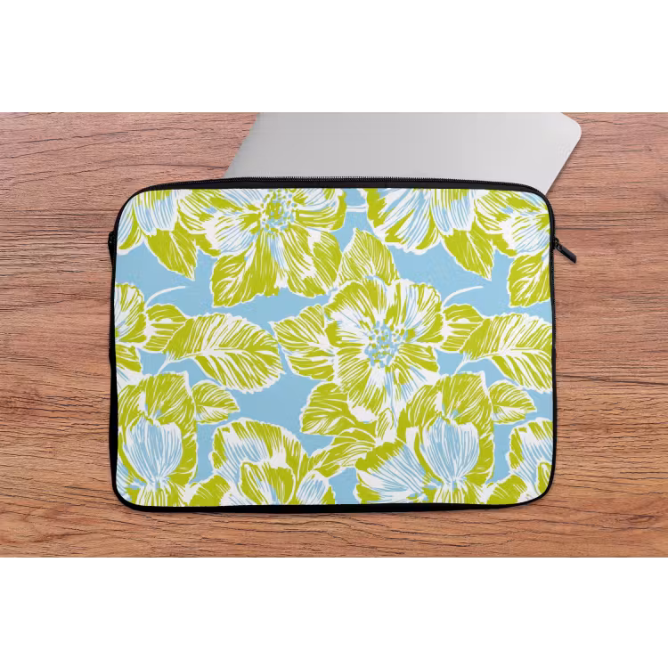 Modern - Bloemen - Groen laptophoes neopreen klein 279 -tafel