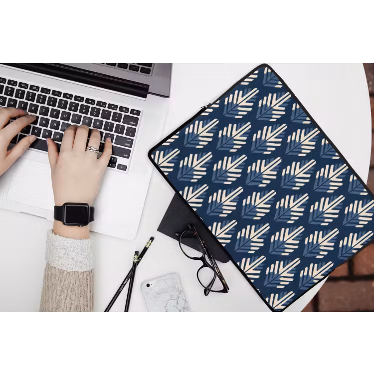 Modern - Patroon - Blauw laptophoes neopreen klein 279 -bureau