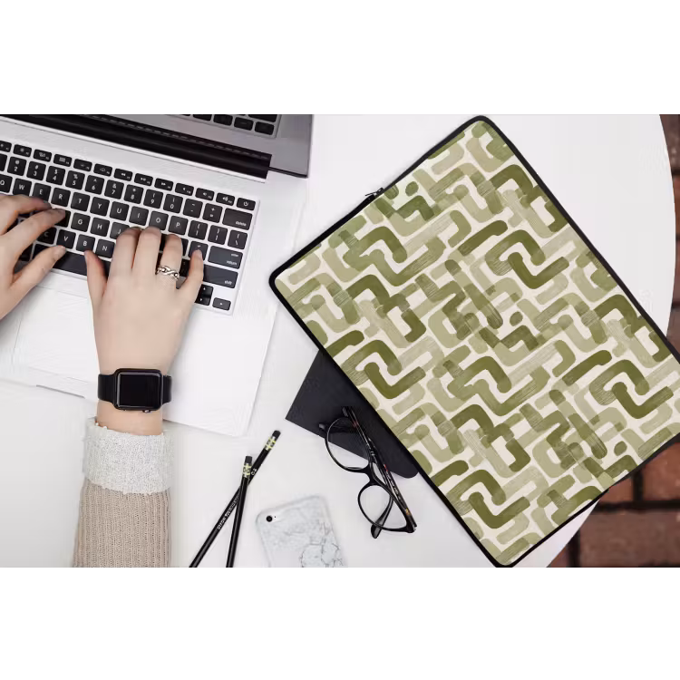 Modern - Grafisch - Groen laptophoes neopreen klein 279 -bureau