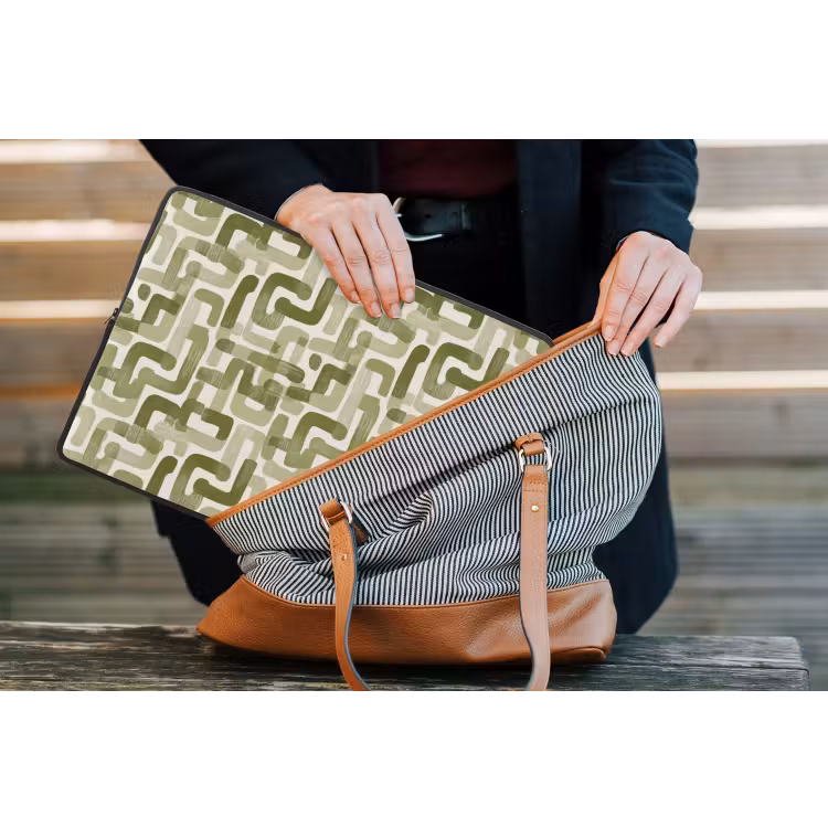 Modern - Grafisch - Groen laptophoes neopreen klein 279 -tas