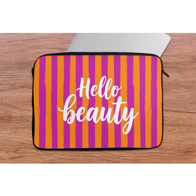 Modern - Hello - Oranje laptophoes neopreen klein -tafel