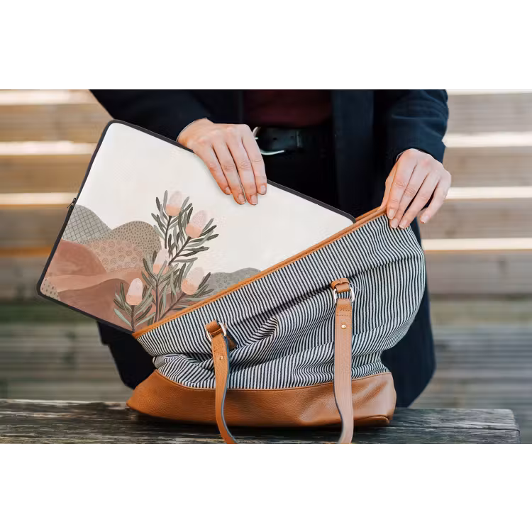 Modern - Heuvels - Terracotta laptophoes neopreen klein -tas