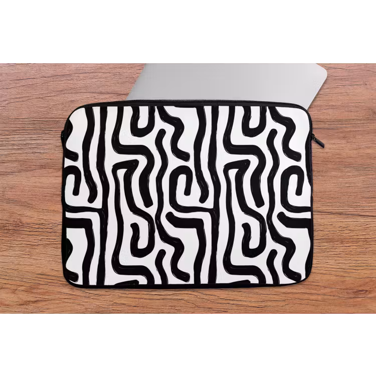 Modern - Lijnen - Zwart laptophoes neopreen klein 279 -tafel
