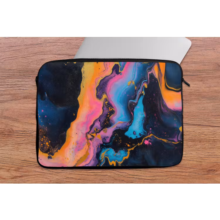Modern - Marmer - Oranje laptophoes neopreen klein -tafel