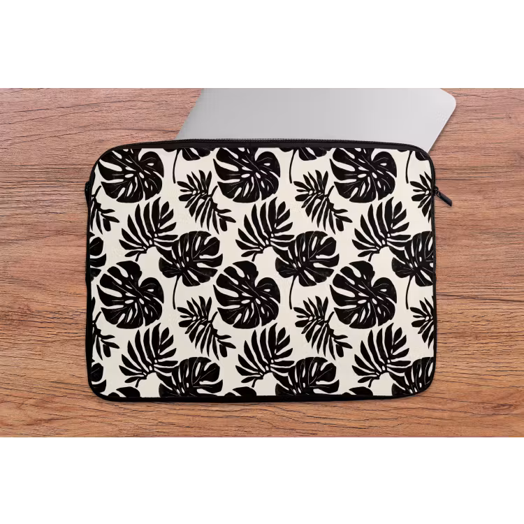 Modern - Monstera - Zwart laptophoes neopreen klein 279 -tafel
