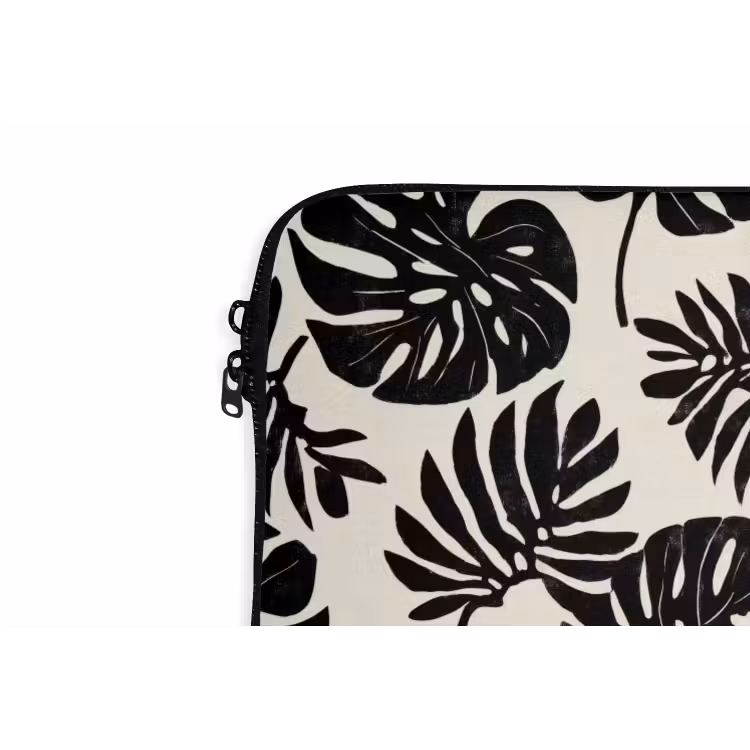 Modern - Monstera - Zwart laptophoes neopreen klein 279 -detail